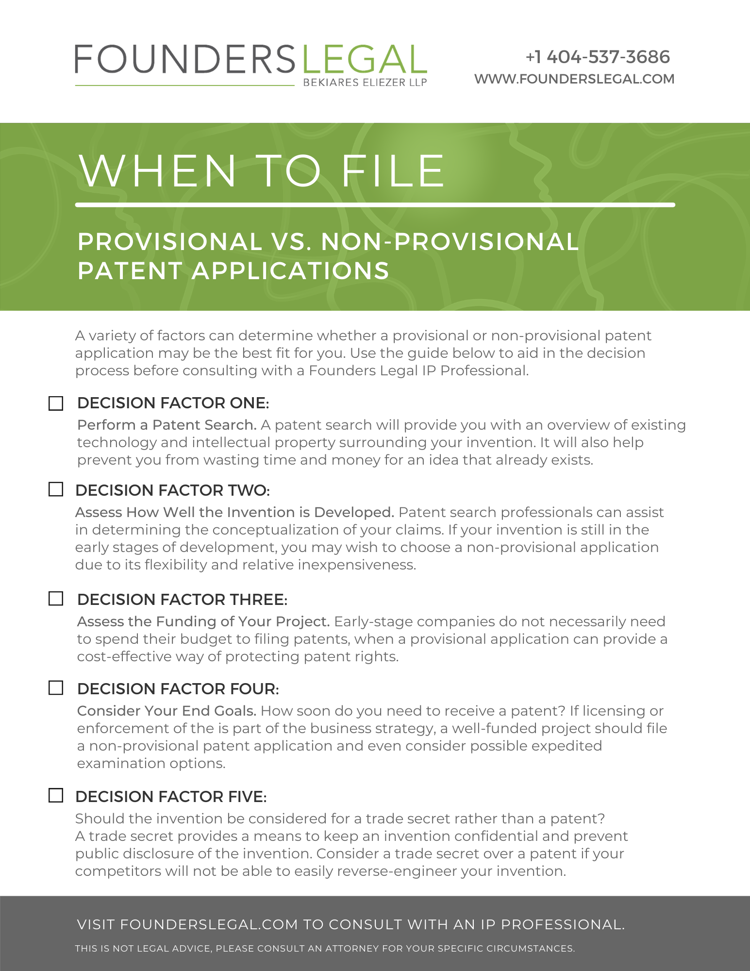 When to File a Provisional Patent Application or Non-Provisional Patent Application Guide - Page 01