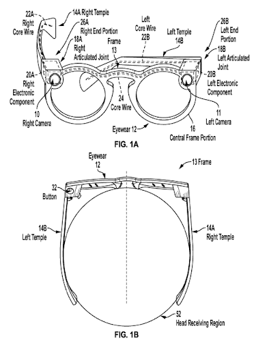 122921 Snapchat Patent Flexible eyewear device with dual cameras for generating stereoscopic images