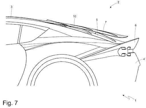 02222022 Ferrari Patent Car provided with a rear spoiler and with a movable deflector panel to adjust the action of the rear spoiler 3